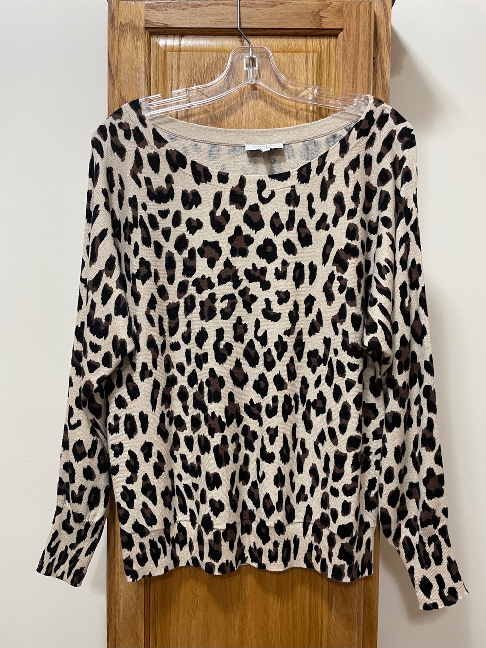 Society Leopard Print Crewneck Sweater in Beige, Black, Brown Size Small